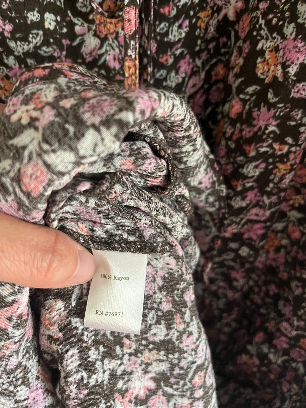 Garnet Hill Boho Floral Dress Brown Pink Rust Print 3/4 Sleeve Flowy Size 10 EUC - Picture 7 of 10